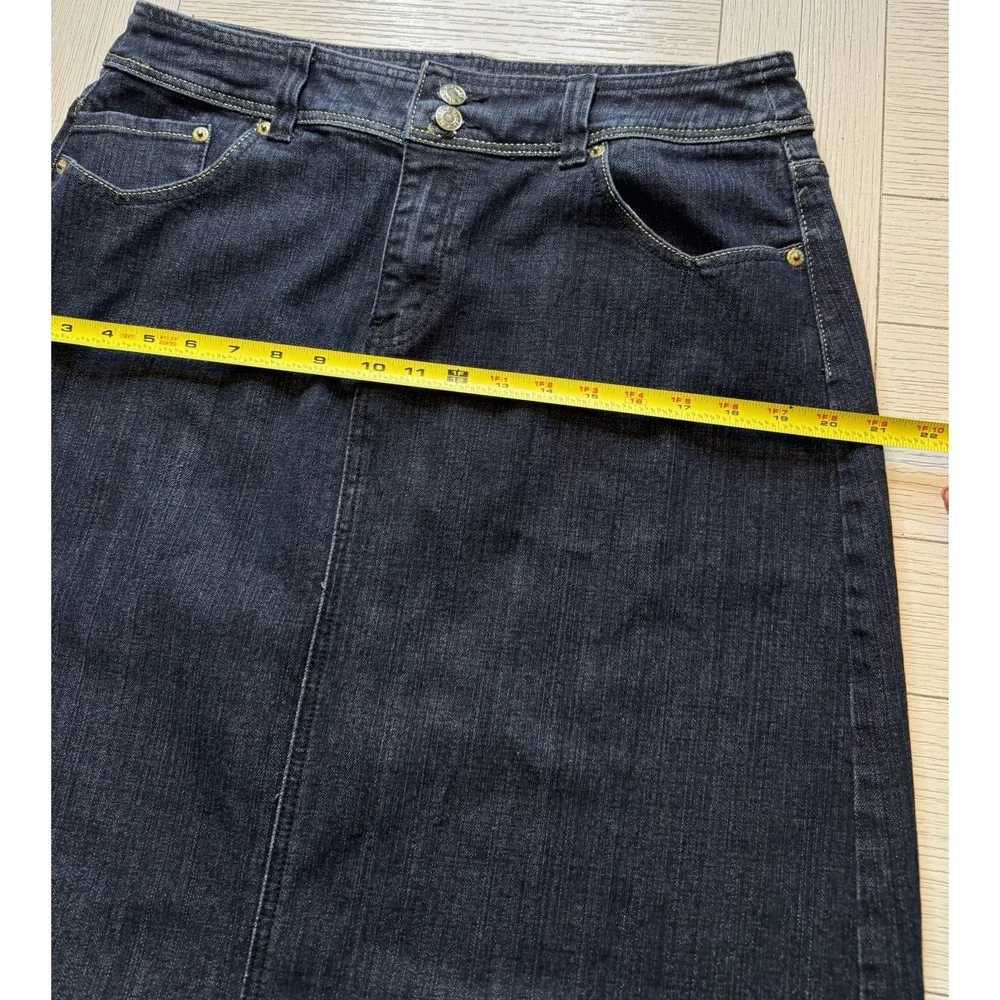 Baccini Women 90s Embroidered Butterfly Kids Flower Denim Maxi Skirt‎ Sz 12 Boho